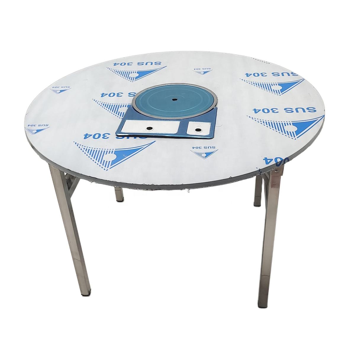 Korean Restaurant Hotpot Butane Gas Stove & Charcoal Stove 2-in-1 BBQ Grill Outdoor Picnic Folding Stainless Steel Dining Table