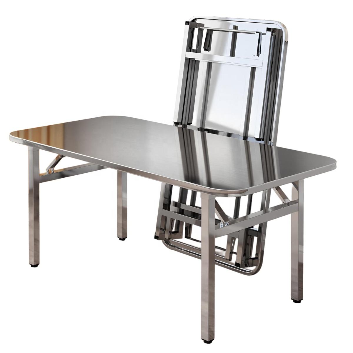 Stainless Steel Anti-Corrosive Epoxy Counter Top Table Space-Saving Folding Modern Multi Purpose Restaurant Hotel Dining Tables