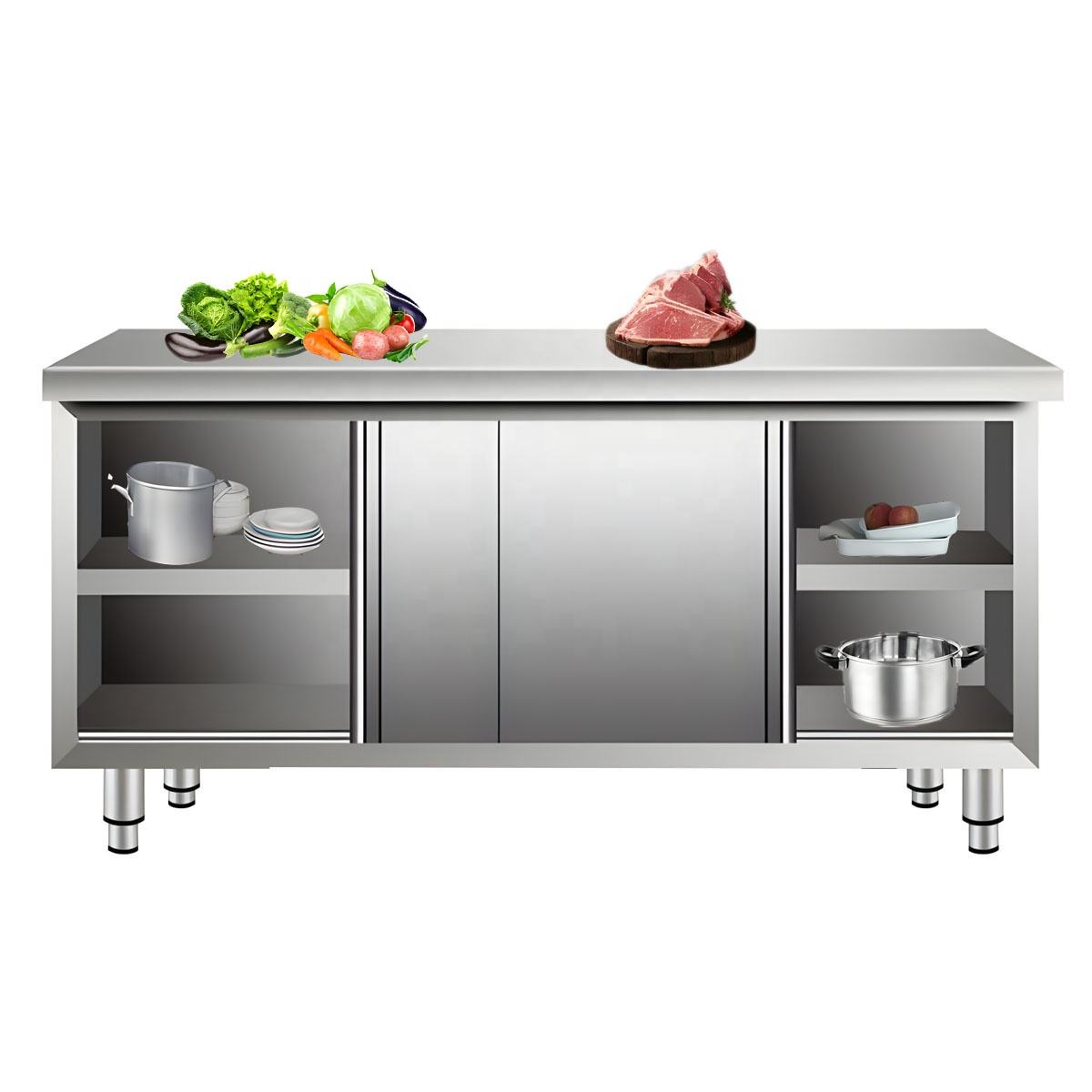 Manufacturer China Wholesale 304 Stainless Steel Outdoor Kitchen Cabinets with Storage Rack