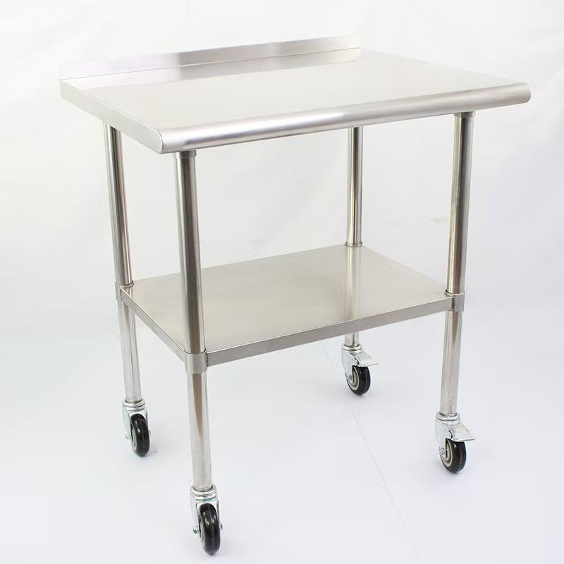 201 stainless steel heavy duty mobile catering service trolley 2-story kitchen island trolley suitable for restaurants and hotels