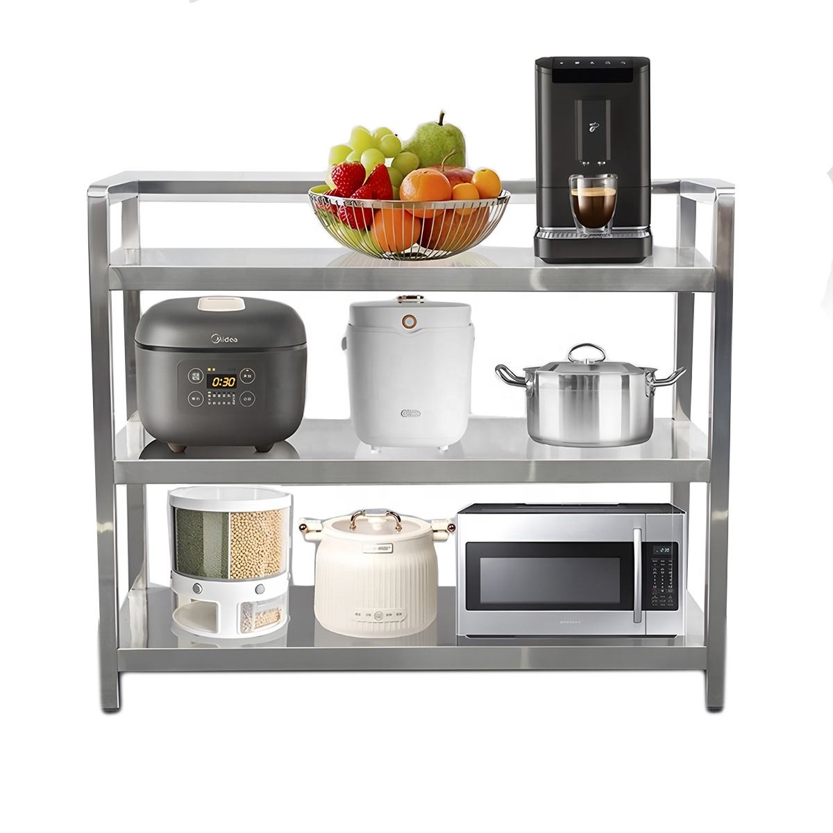 Modern freestanding stainless steel kitchen storage rack, multi-purpose storage rack, suitable for furniture dining tables, hotel kitchens