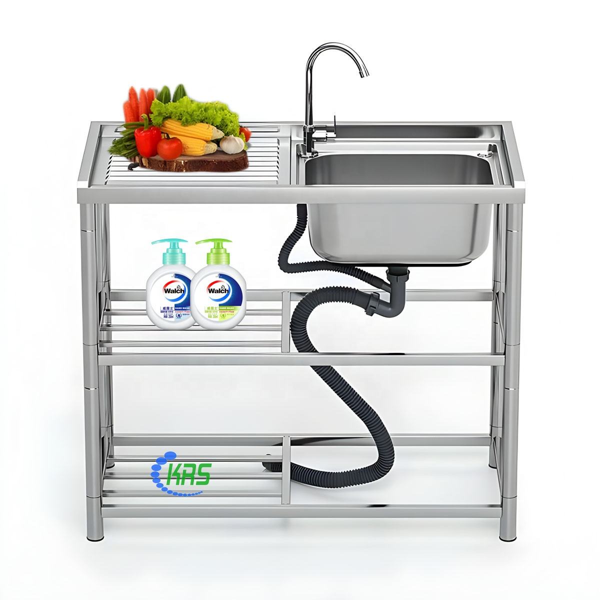 Commercial Industrial Stainless Steel Sink Work Table With Undershelf Rack & Clearing Basin Kitchen Sinks for Restaurant Hotel