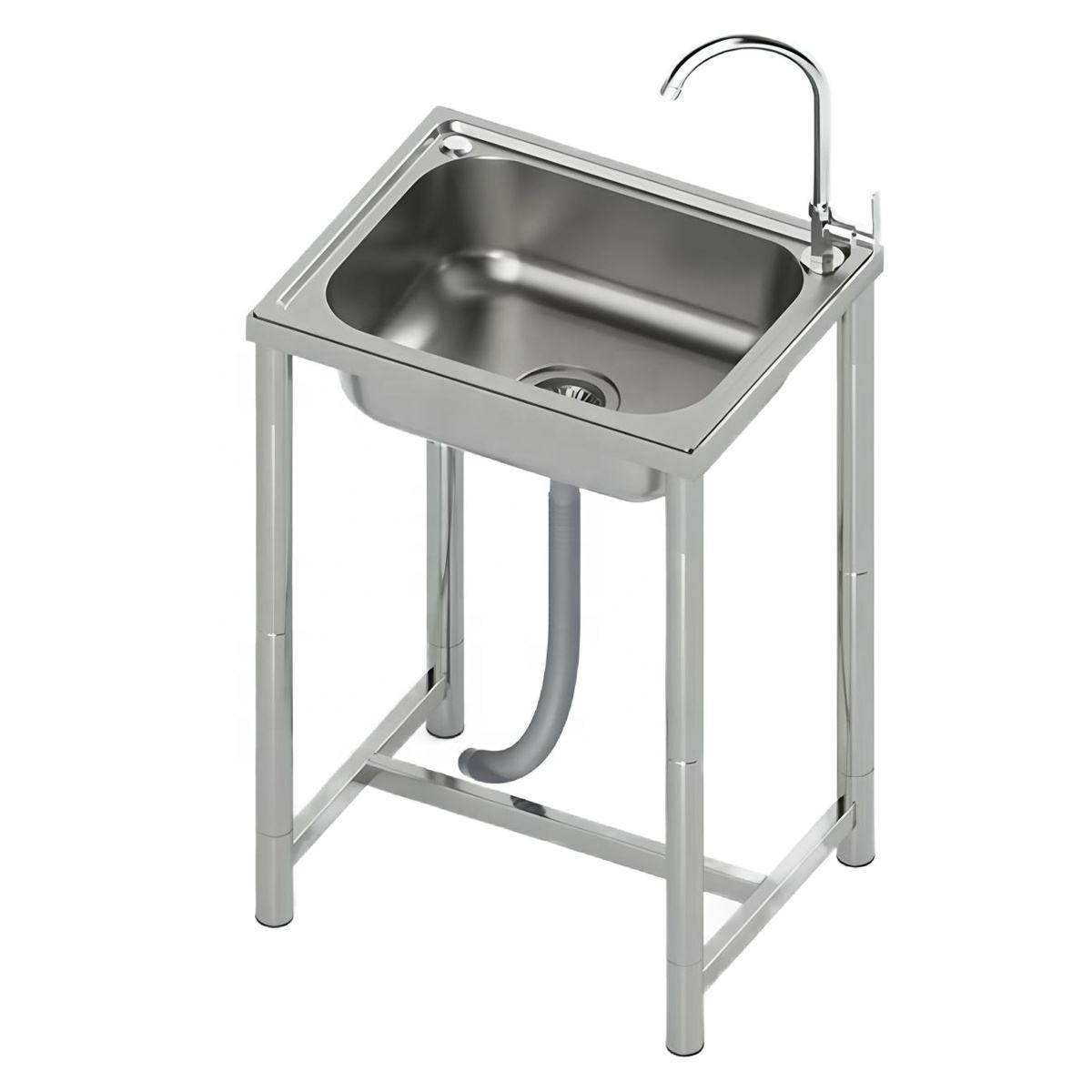 Lightweight Foldable 50*40 Freestanding Stainless Steel Single Bowl Kitchen Sinks Outdoor Sink Wash Basin Portable Sink