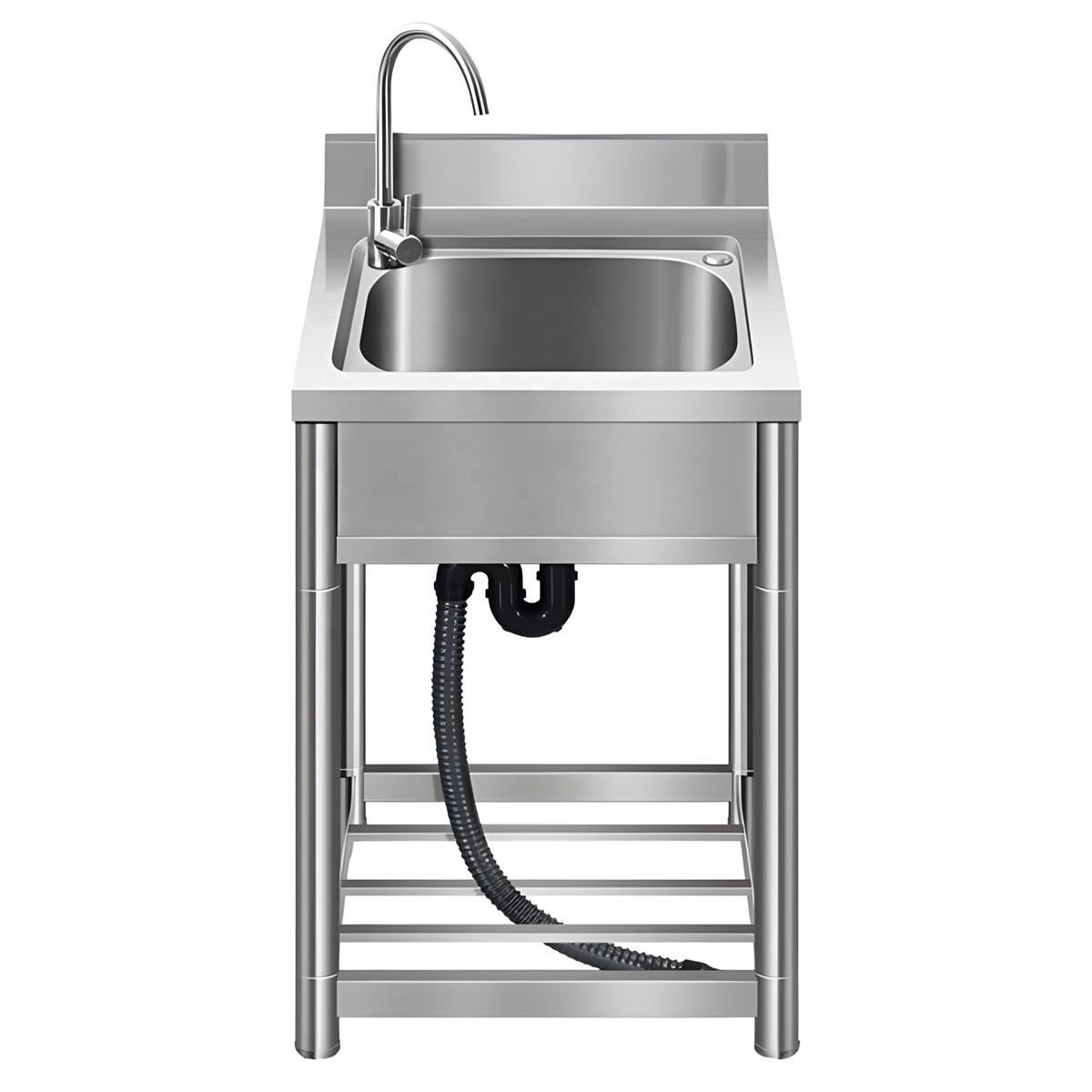 Integrated Free Standing Garden Stainless Steel Basin Outdoor Portable Sink for Laundry Room Bathroom Farmhouse Kitchen Sinks