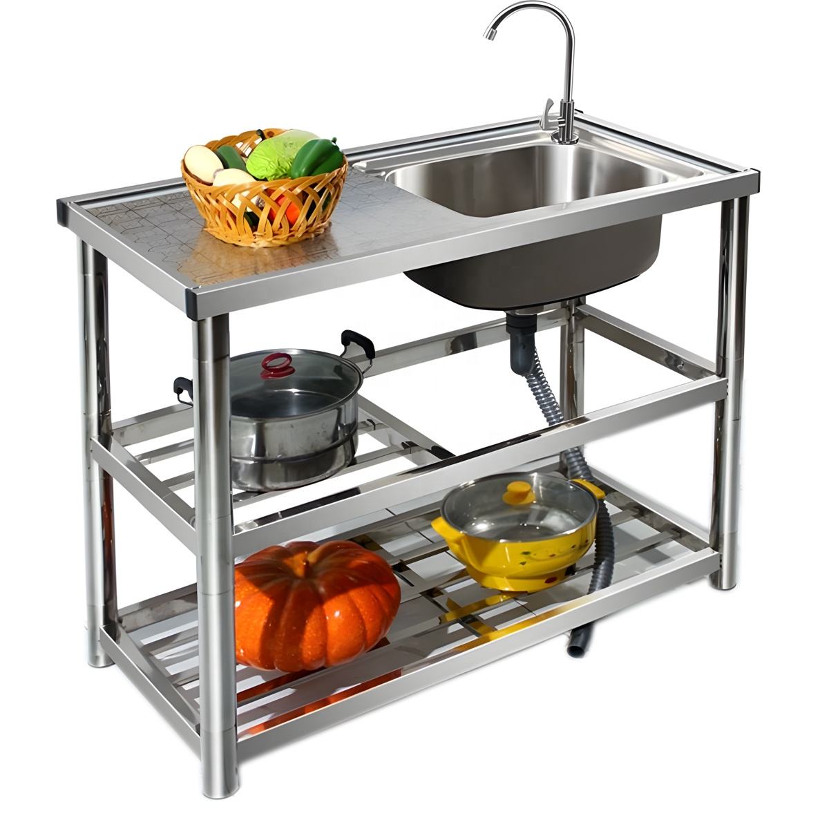 High Quality Commercial Stainless Steel Sink Embossed Worktable Hand Wash Sink for Home Outdoor Indoor Use Kitchen Equipment