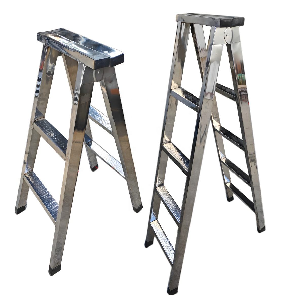 Modern Industrial Design Portable Stainless Steel Folding Ladder Heavy Duty Durable 2-9 Steps from China Factory