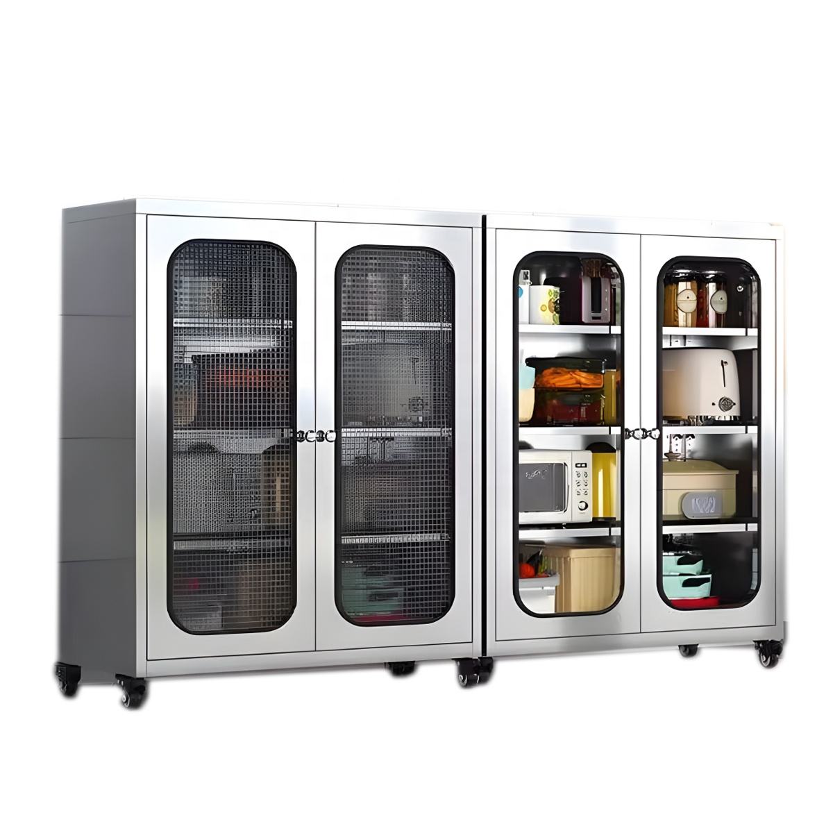Commercial Household Working Cabinet Stainless Steel Kitchen Storage Cabinet Metal Cookware Storage Cabinets