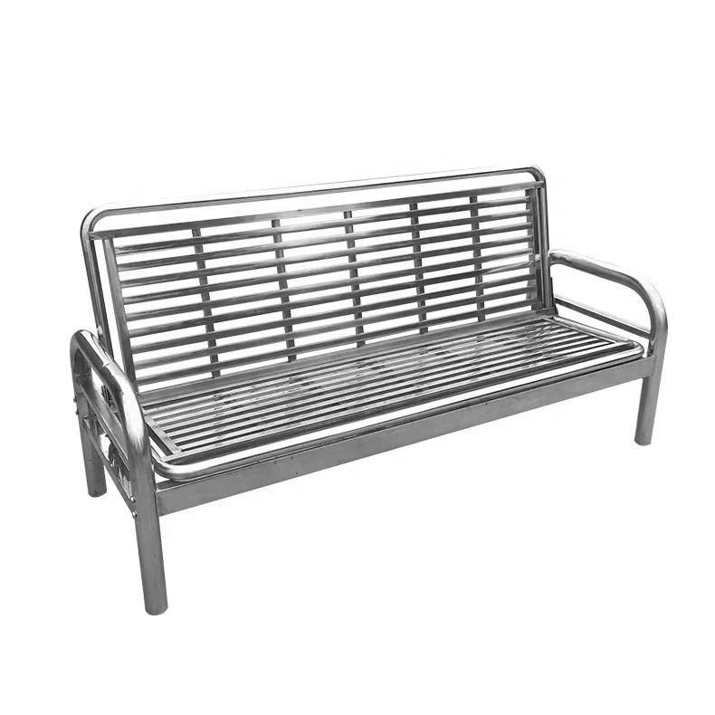 Stainless Steel Three-Row Foldable Sofa Bench Chair Simple Home Adult Seating Area for Outdoor Furniture