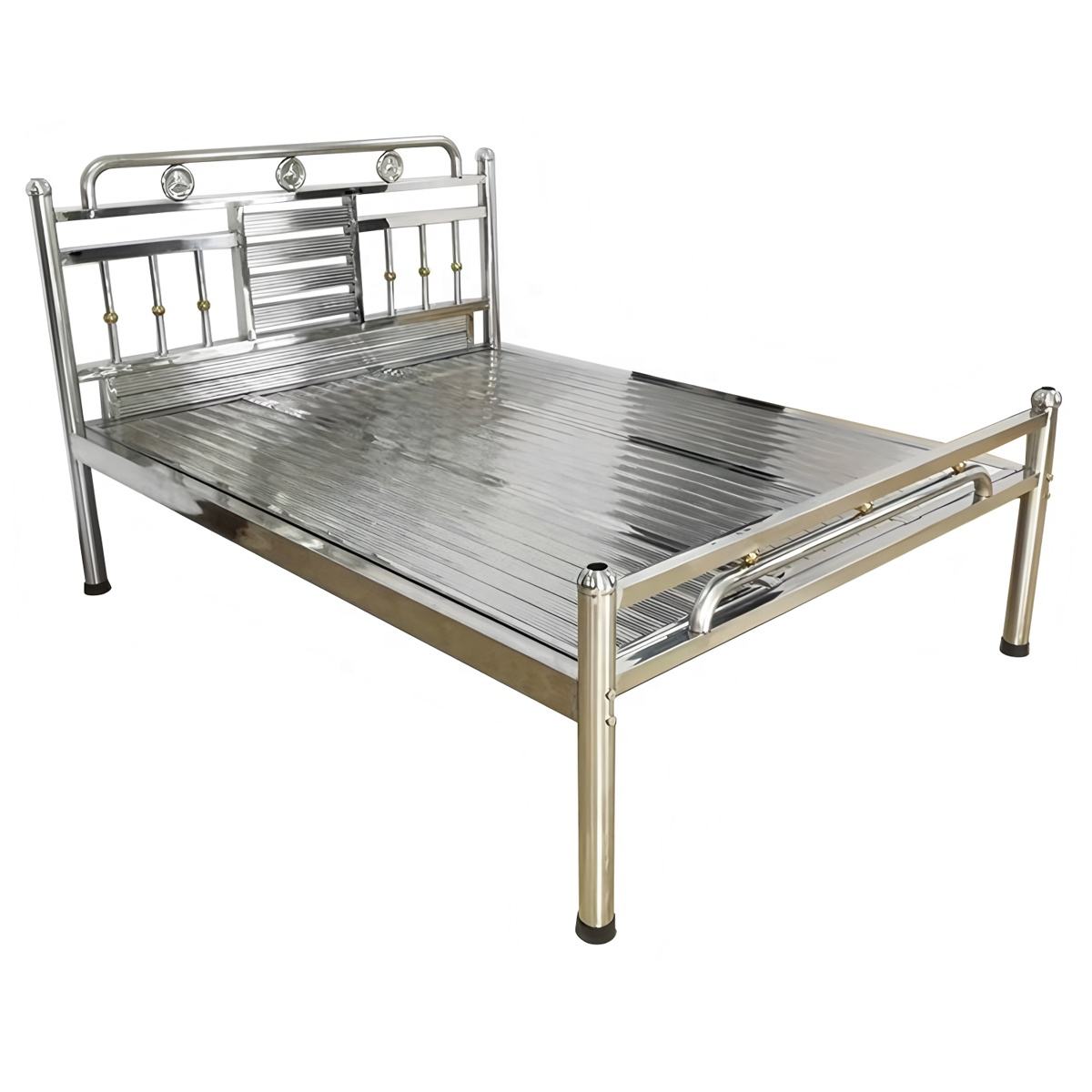 Hot Sale Adult Stainless Steel Double Bed Metal Bedroom Furniture Removable Sturdy Beds for Apartment Hotel Homestay Use