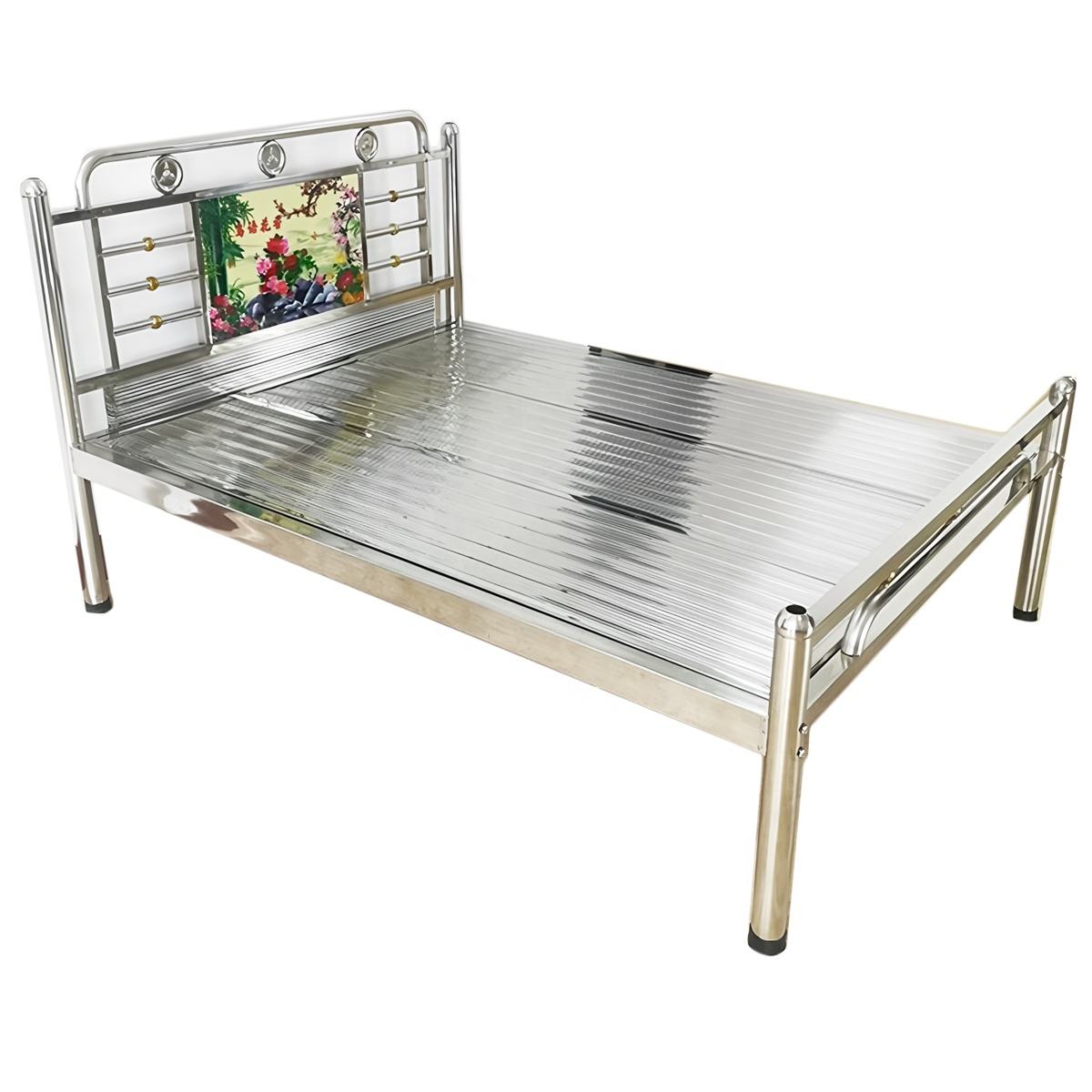 Factory Direct Sale Stainless Steel Bedroom Furniture Stable Detachable Bed for Hospital Nursing Homes Apartments Use Metal
