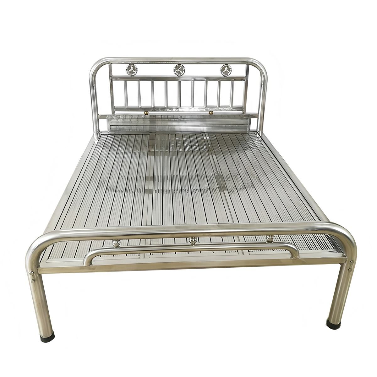 Modern & Durable Design Stainless Steel Single Double Bed Metal Bedroom Furniture Beds for Hotel Hospital Apartment Dorm Use