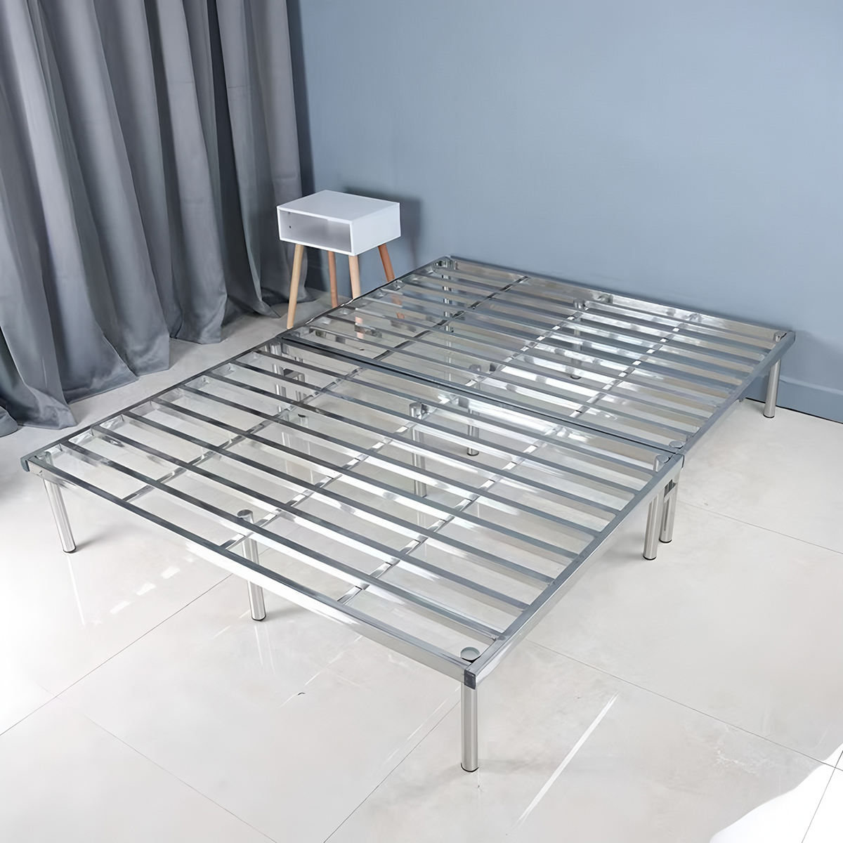 Heavy Duty Stainless Steel Bed Frame Single/Double Size Tatami Style Modern Foldable Portable for Home Apartment Hotel B&B Use