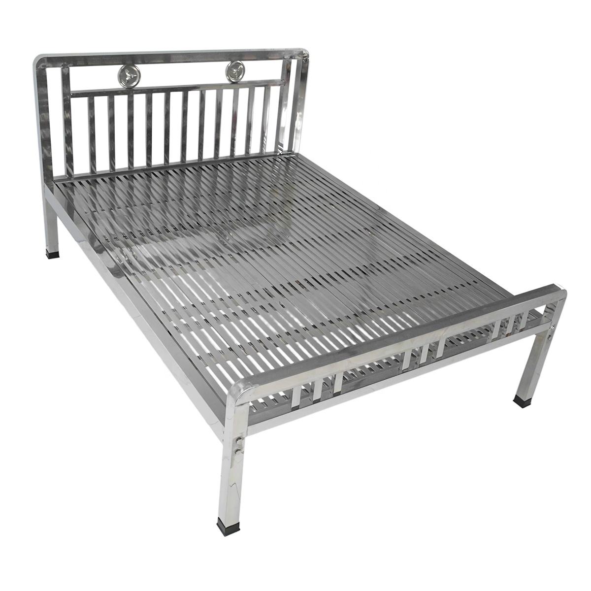 Heavy-Duty Stainless Steel Bed Sturdy Stainless Frame Single Double Beds for Bedroom Hostel & Dormitory Use Bed