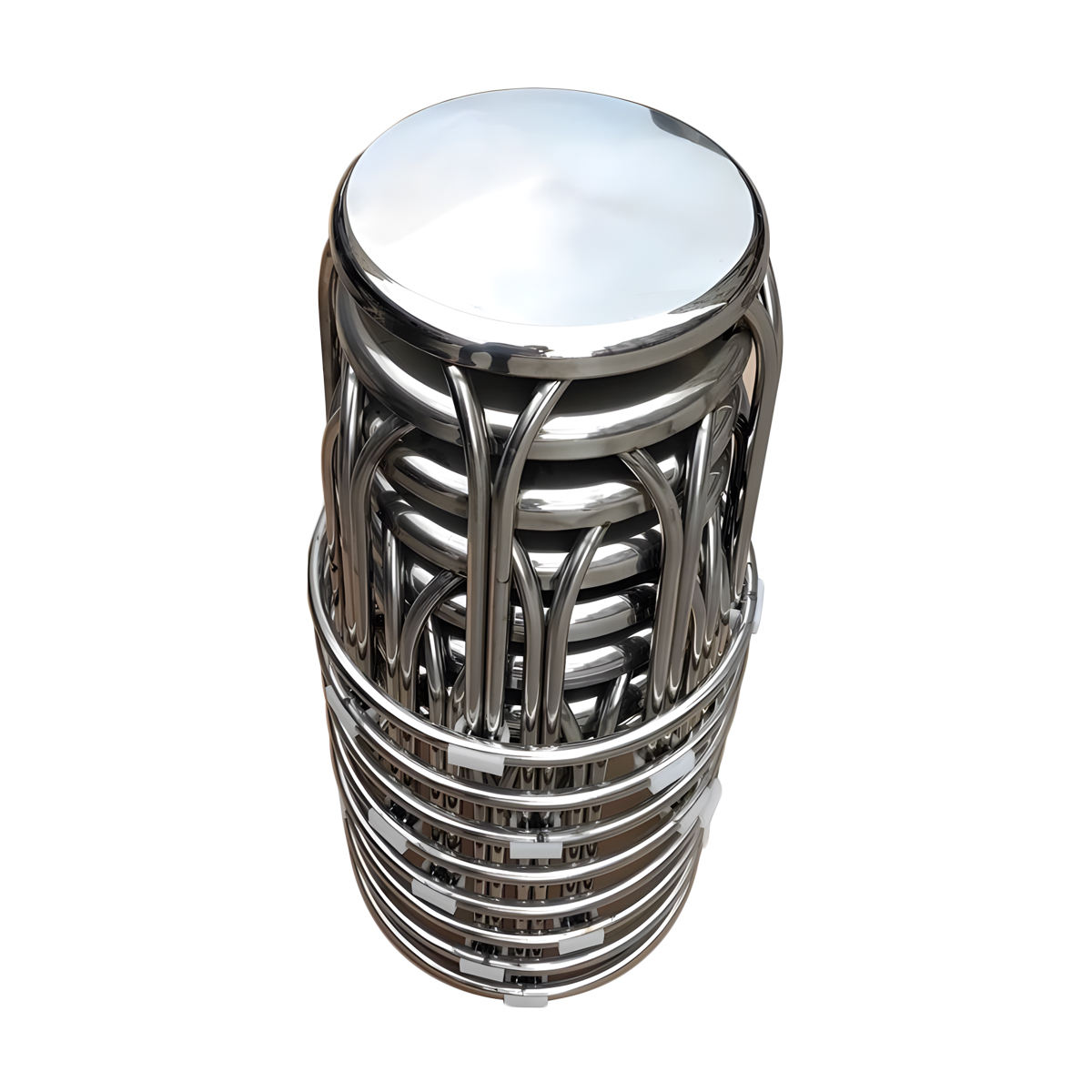 Thickened All Stainless Steel Round bar Stool Outdoor Portable Easy to Cary Flat Round Chair for Household Banquet Courtyard Use