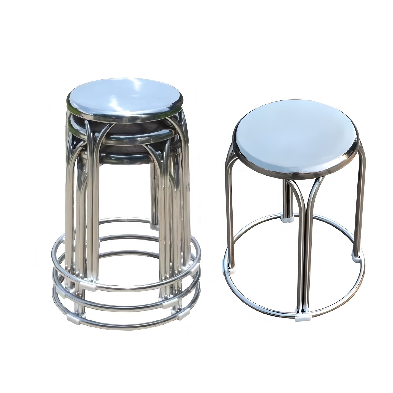 Metal Round and Square Shape Base Bar Stool Chairs Stainless Steel Stool Dining Stool for Home Outdoor School Restaurant Use