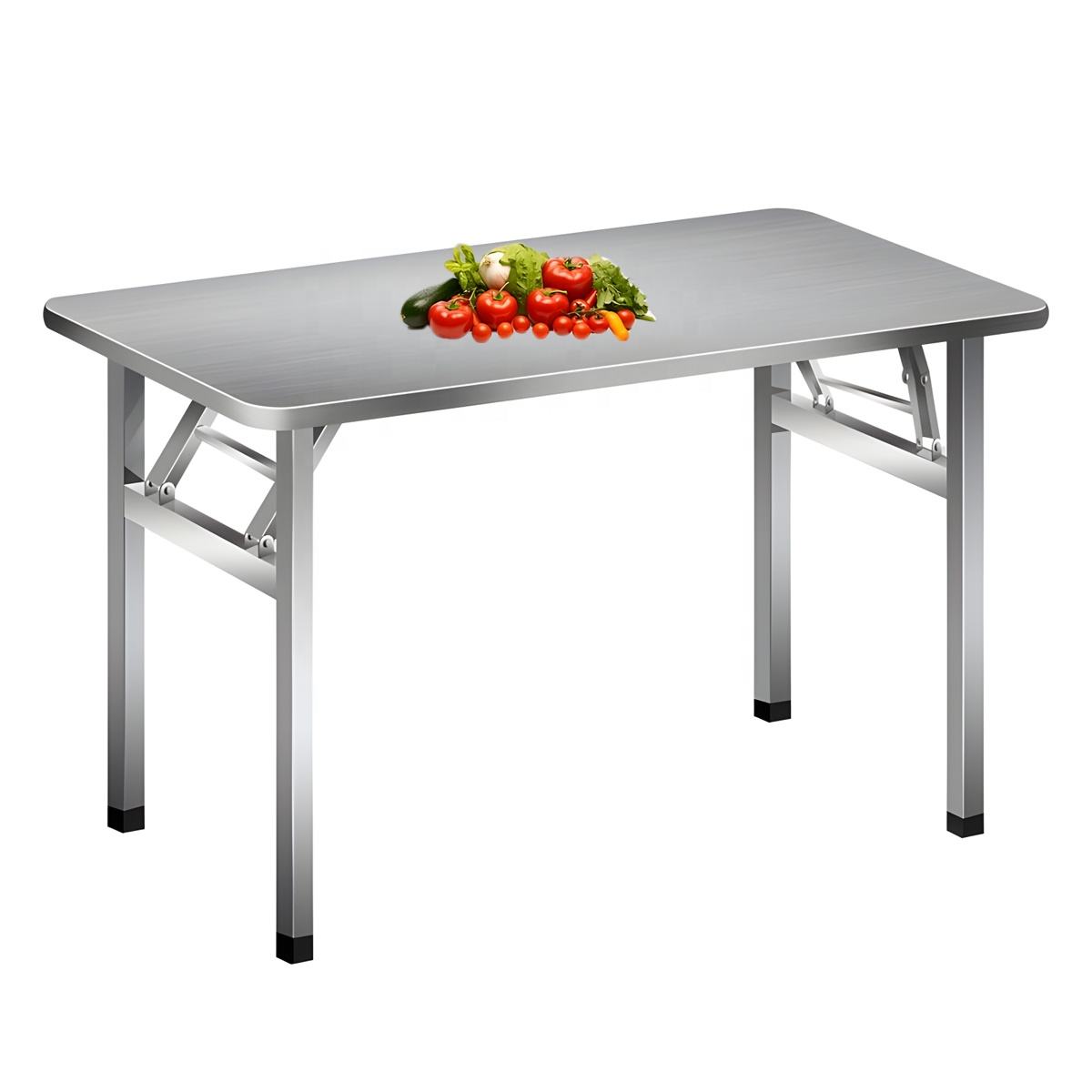 Stainless Steel Folding Outdoor Table 120x60 Kitchen Equipment Portable Work Bench Square Shape Foldable Desk for Home or Travel