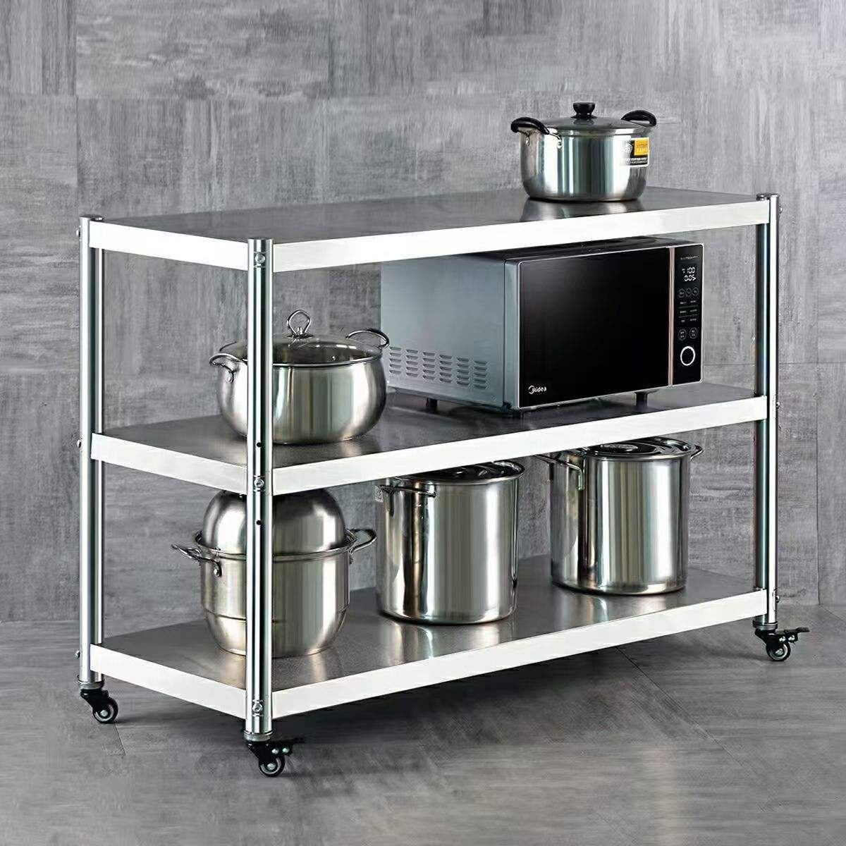 Commercial Restaurant Stainless Steel Folding Workbench Cart 4 Inch Food Service Cart